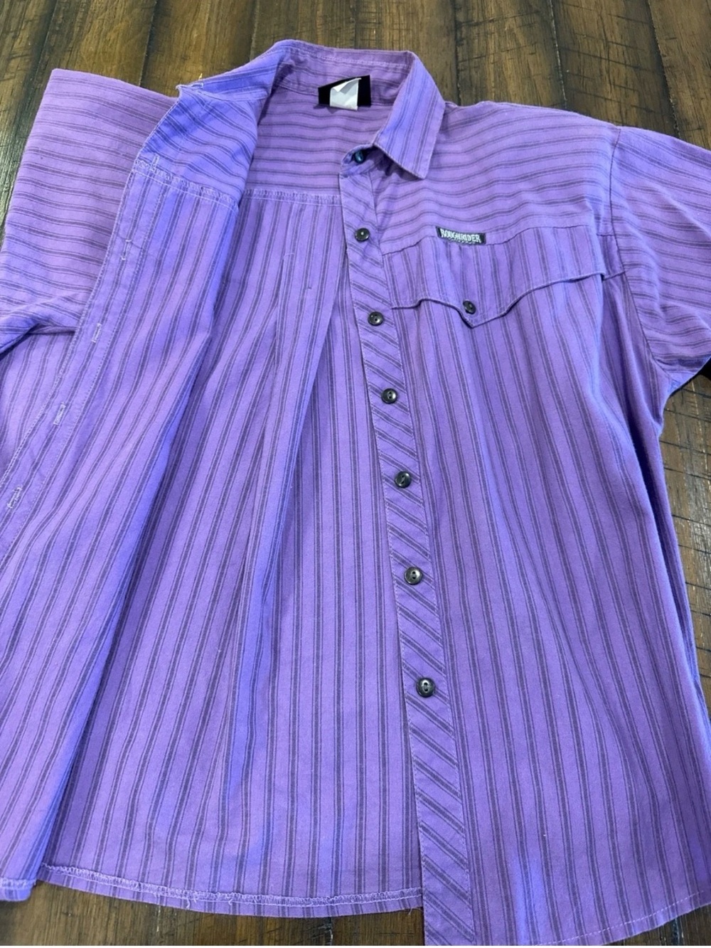 Men's Casual Button-Down Shirt - Purple Striped